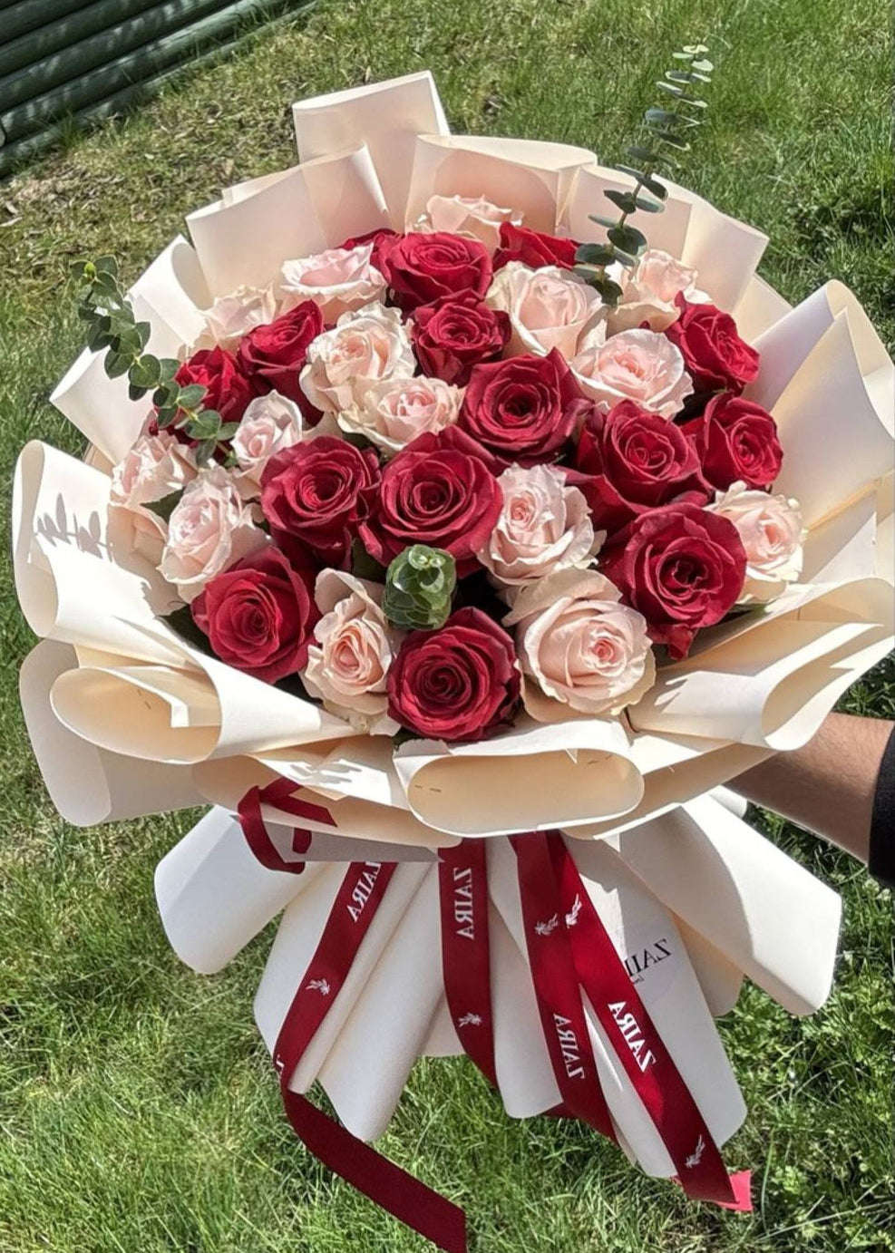 Classic Red & White Rose Bouquet